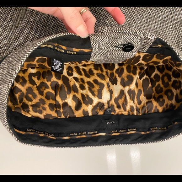 Express Editor pants, black & white tweed. Size 0. - Picture 3 of 5